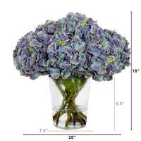 Signature Collection 18” Blooming Hydrangea Artificial Arrangement in Glass Vase (3 Colors)