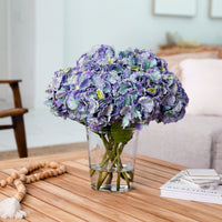 Signature Collection 18” Blooming Hydrangea Artificial Arrangement in Glass Vase (3 Colors)