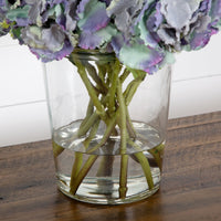 Signature Collection 18” Blooming Hydrangea Artificial Arrangement in Glass Vase (3 Colors)