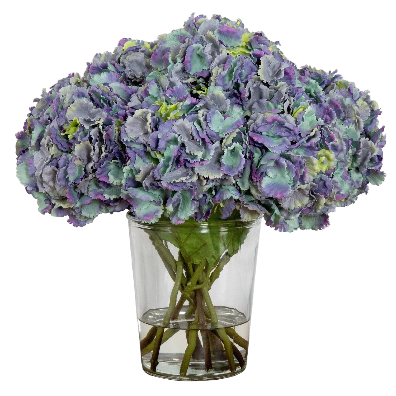 Signature Collection 18” Blooming Hydrangea Artificial Arrangement in Glass Vase (3 Colors)