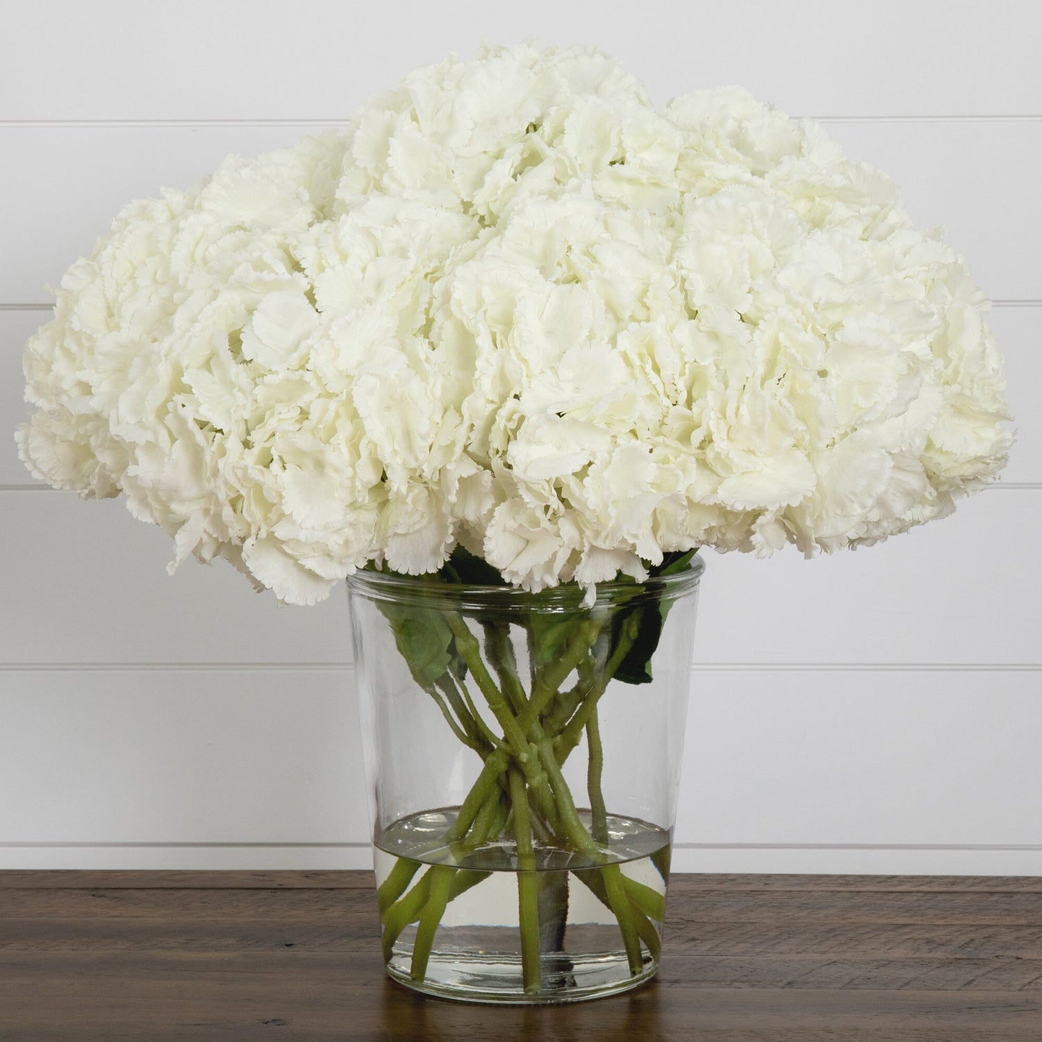 Signature Collection 18” Blooming Hydrangea Artificial Arrangement in Glass Vase (3 Colors)