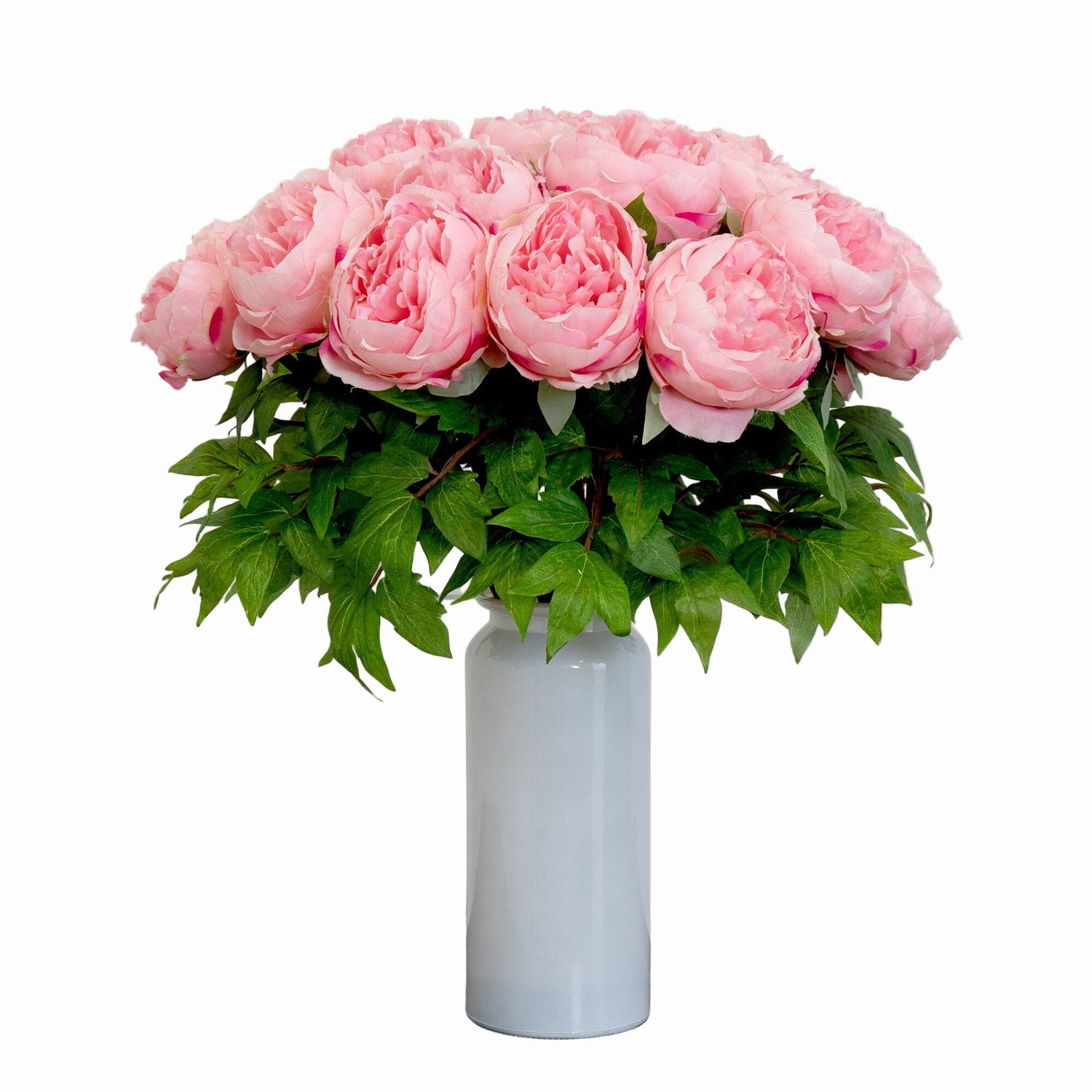 Signature Collection 20” Peony Artificial Arrangement in White  Glass Vase