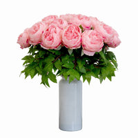 Signature Collection 20” Peony Artificial Arrangement in White  Glass Vase