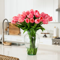 Signature Collection 24” Tulip Artificial Arrangement in Glass Vase (various colors)