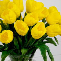 Signature Collection 24” Tulip Artificial Arrangement in Glass Vase (various colors)