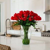 Signature Collection 24” Tulip Artificial Arrangement in Glass Vase (various colors)