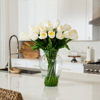 Signature Collection 24” Tulip Artificial Arrangement in Glass Vase (various colors)