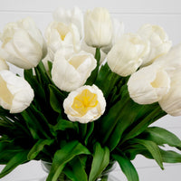 Signature Collection 24” Tulip Artificial Arrangement in Glass Vase (various colors)
