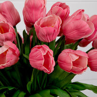 Signature Collection 24” Tulip Artificial Arrangement in Glass Vase (various colors)