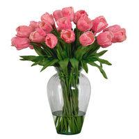 Signature Collection 24” Tulip Artificial Arrangement in Glass Vase (various colors)