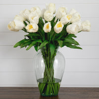 Signature Collection 24” Tulip Artificial Arrangement in Glass Vase (various colors)