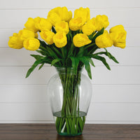 Signature Collection 24” Tulip Artificial Arrangement in Glass Vase (various colors)