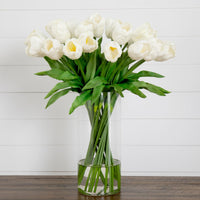 Signature Collection 26” Giant Tulip Artificial Arrangement in Glass Vase (various colors)