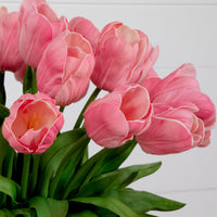 Signature Collection 26” Giant Tulip Artificial Arrangement in Glass Vase (various colors)