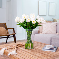 Signature Collection 26” Giant Tulip Artificial Arrangement in Glass Vase (various colors)