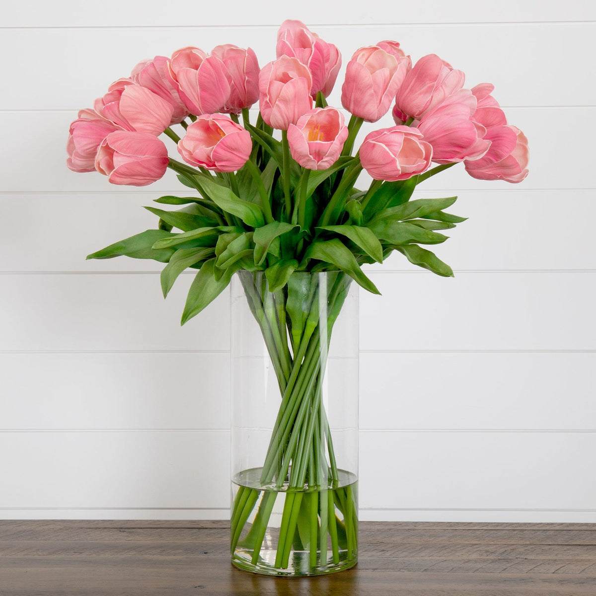 Signature Collection 26” Giant Tulip Artificial Arrangement in Glass Vase (various colors)