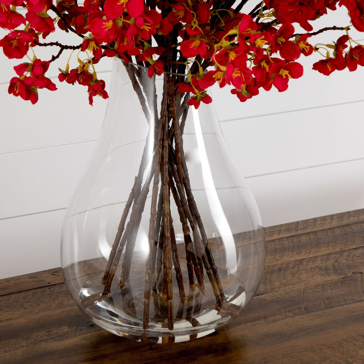 Signature Collection 27” Giant Cherry Blossom Artificial Arrangement in Glass Vase (Various Colors)