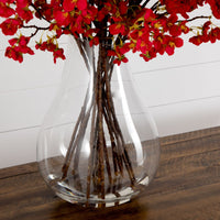 Signature Collection 27” Giant Cherry Blossom Artificial Arrangement in Glass Vase (Various Colors)