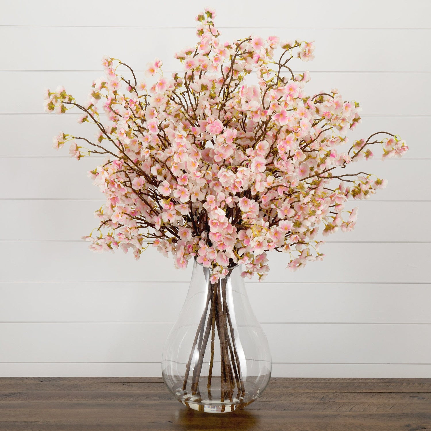 Signature Collection 27” Giant Cherry Blossom Artificial Arrangement in Glass Vase (Various Colors)