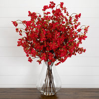 Signature Collection 27” Giant Cherry Blossom Artificial Arrangement in Glass Vase (Various Colors)