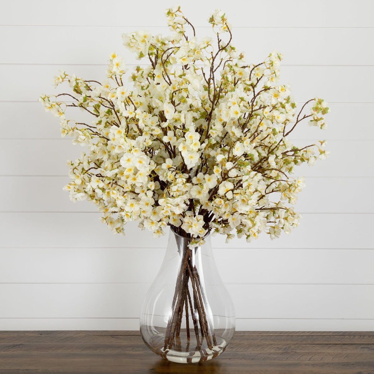 Signature Collection 27” Giant Cherry Blossom Artificial Arrangement in Glass Vase (Various Colors)