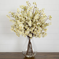 Signature Collection 27” Giant Cherry Blossom Artificial Arrangement in Glass Vase (Various Colors)