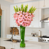 Signature Collection 44” Gladiola Artificial Arrangement in Glass Vase (Various Colors)