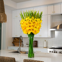 Signature Collection 44” Gladiola Artificial Arrangement in Glass Vase (Various Colors)
