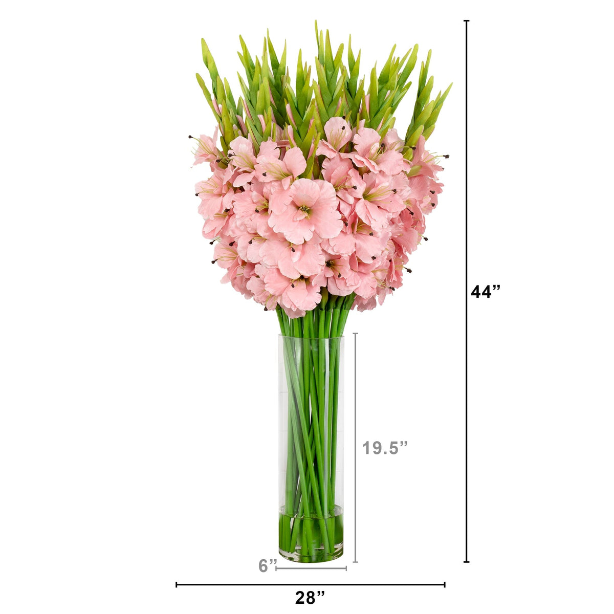 Signature Collection 44” Gladiola Artificial Arrangement in Glass Vase (Various Colors)