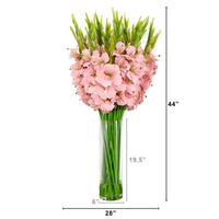 Signature Collection 44” Gladiola Artificial Arrangement in Glass Vase (Various Colors)