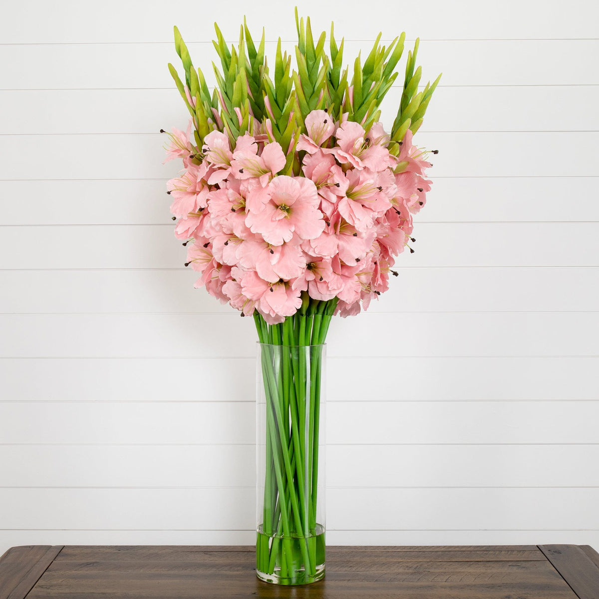 Signature Collection 44” Gladiola Artificial Arrangement in Glass Vase (Various Colors)