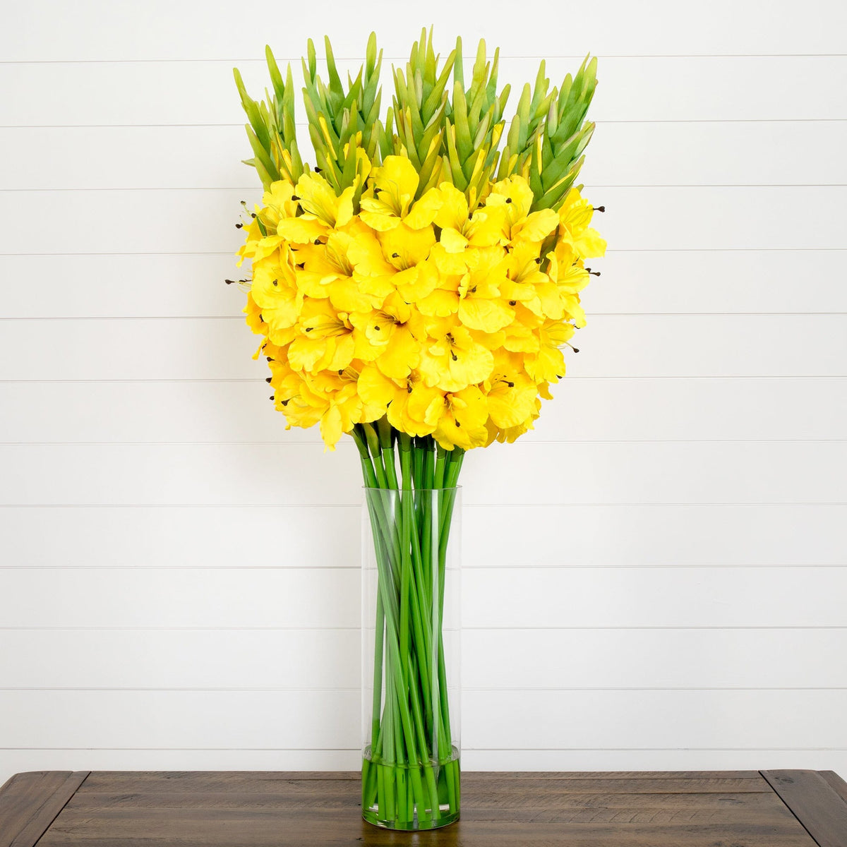 Signature Collection 44” Gladiola Artificial Arrangement in Glass Vase (Various Colors)