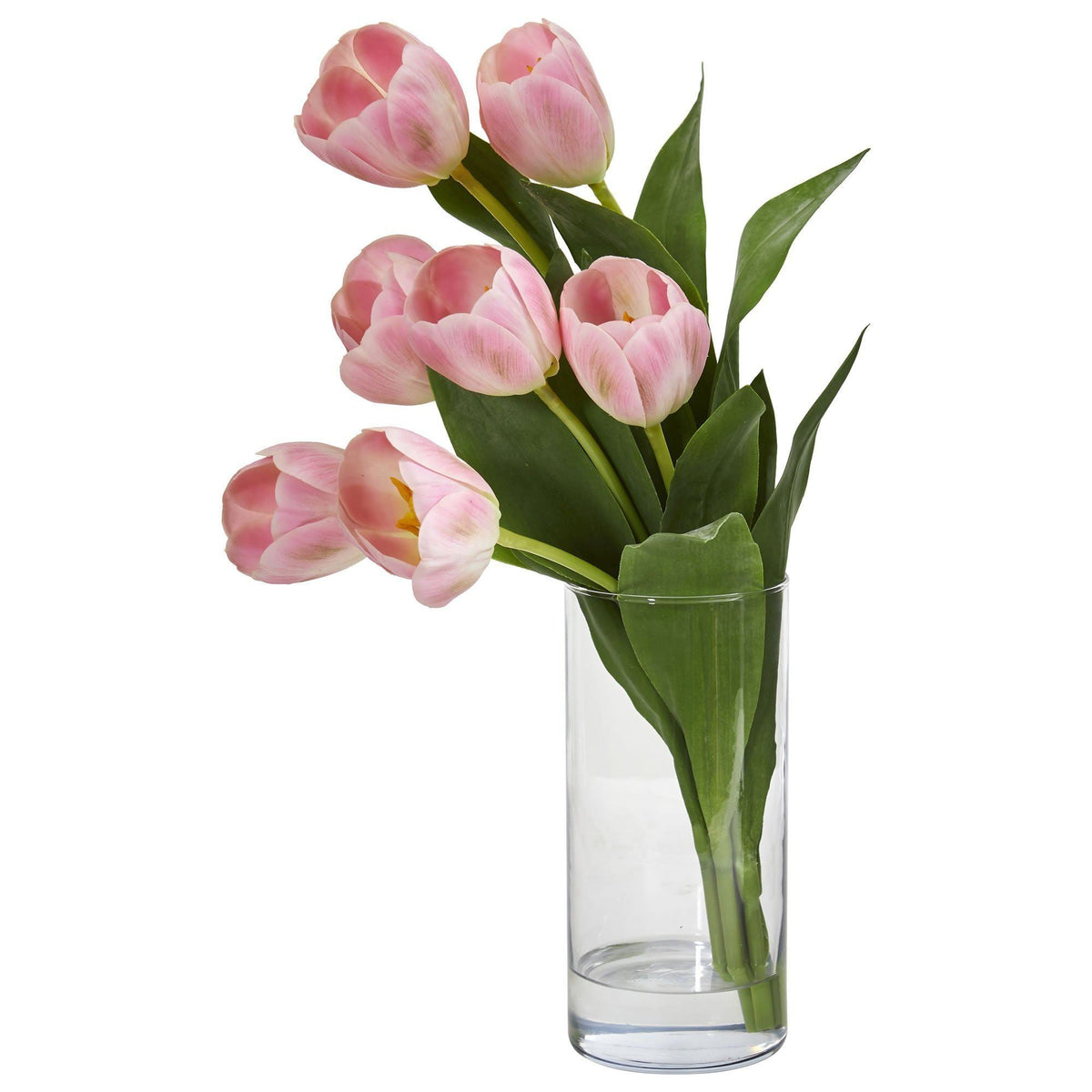 Tulip Artificial Arrangement in Cylinder Vase (various colors)