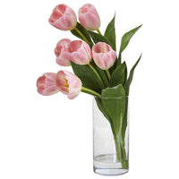 Tulip Artificial Arrangement in Cylinder Vase (various colors)