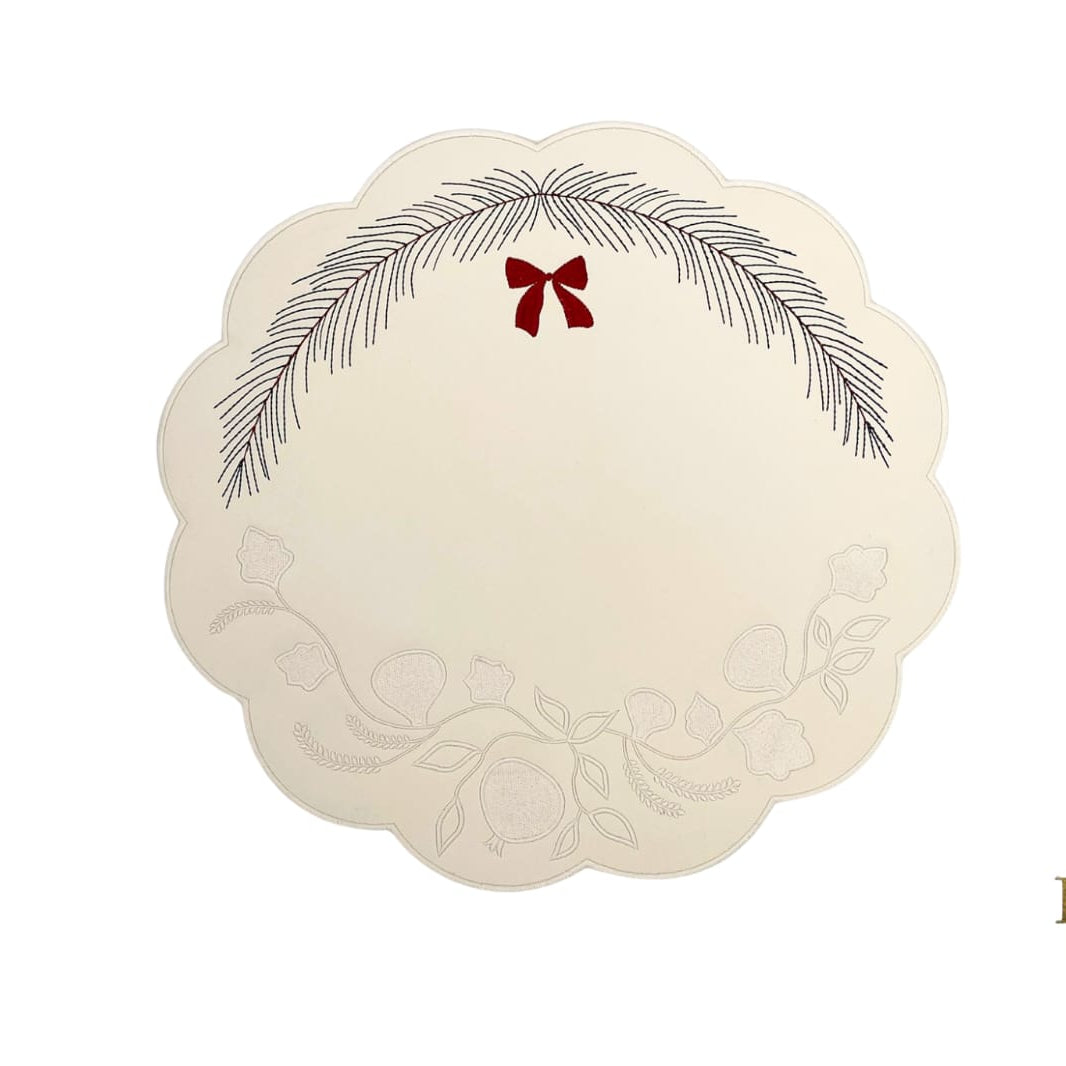 Aura White Round Faux Leather Placemat