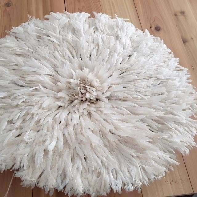 Ivory Juju Hat Handmade African Wall Decor - 16 Inches