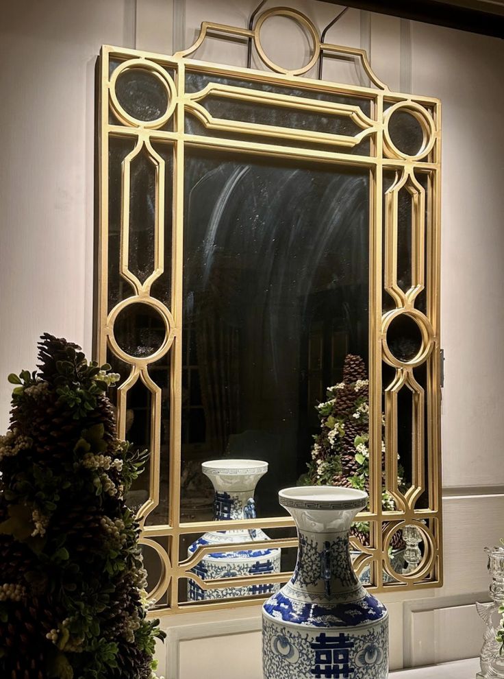 Gold Fretwork & Trellis Mirror