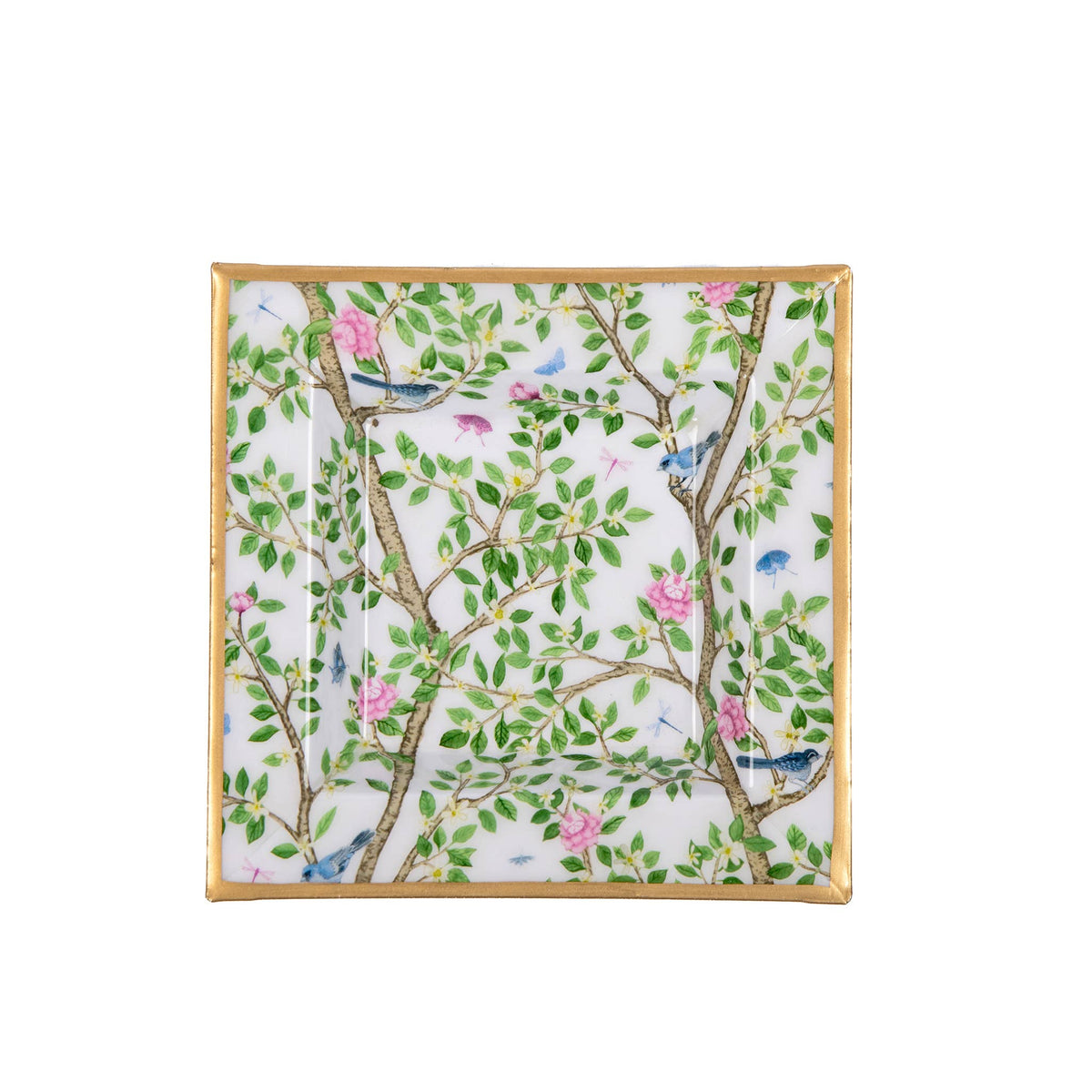 Elsie’s Garden Enameled Tori Trinket Tray – Blue & Pink