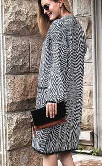 Black Striped Herringbone Cardigan