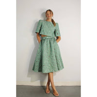 Flower Embossed Crop Top & Skirt Set