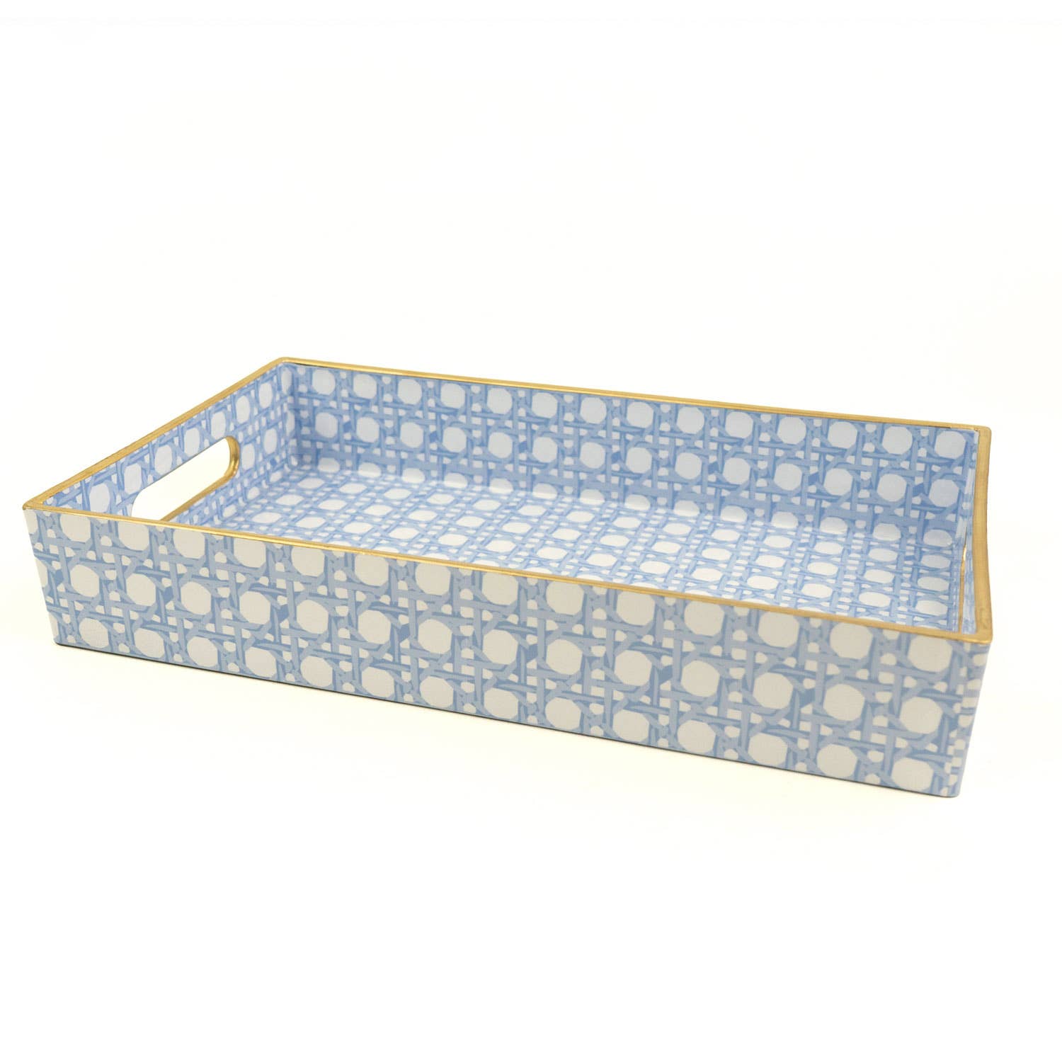 Blue & White Cane Tray