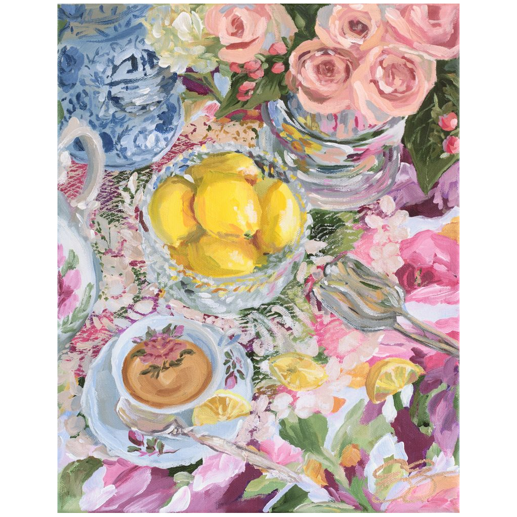 Lemon Tea No. 1 – Fine Art Tablescape Canvas Print (Various Sizes)