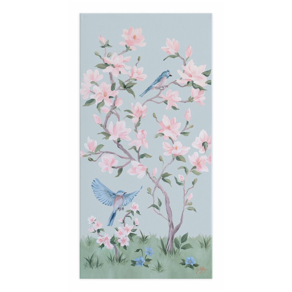 May – Blue Chinoiserie Canvas Wrap (Various Sizes)