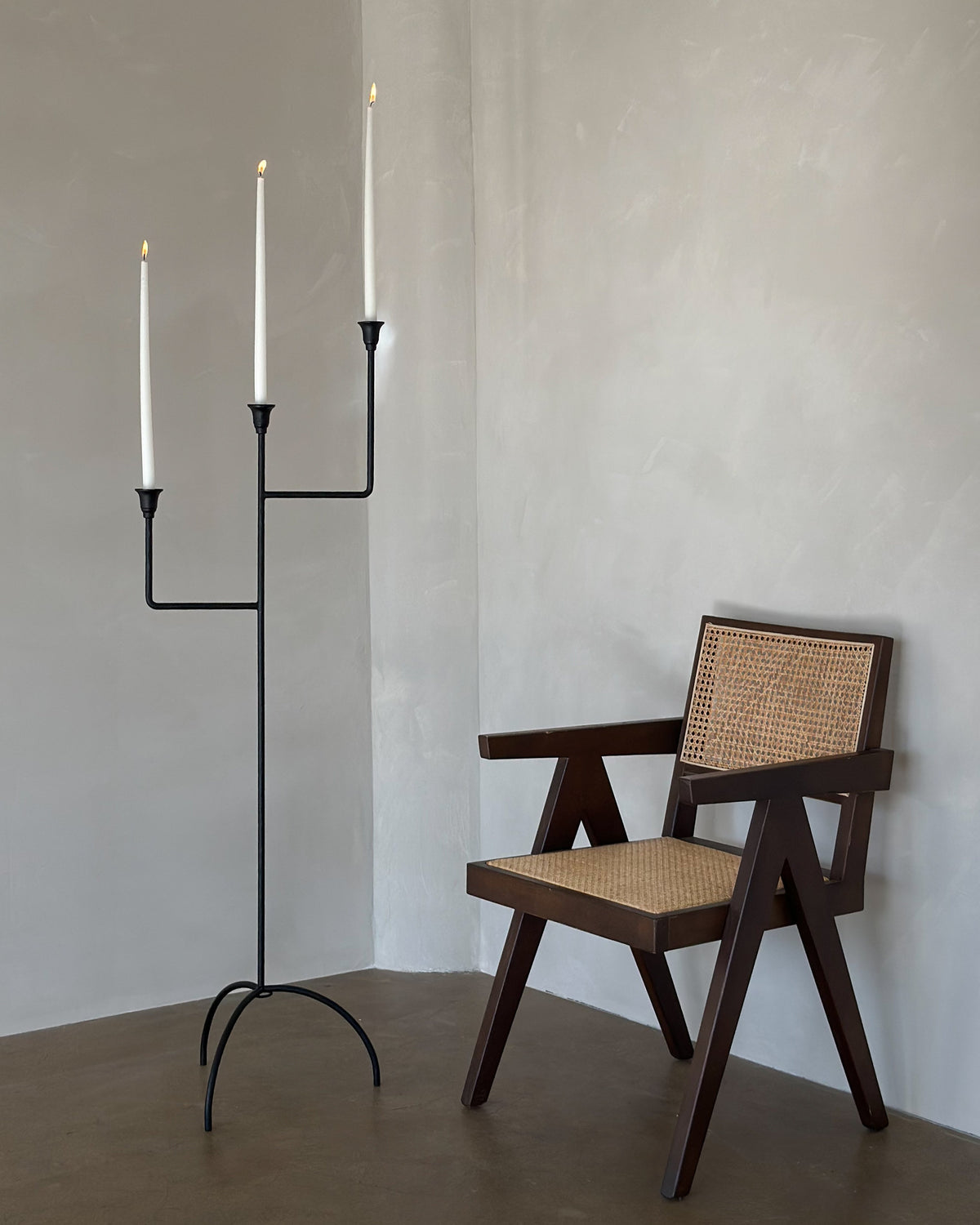 Bardot Hammered Iron Floor Candelabra - 56" Tall Tiered Candleholder