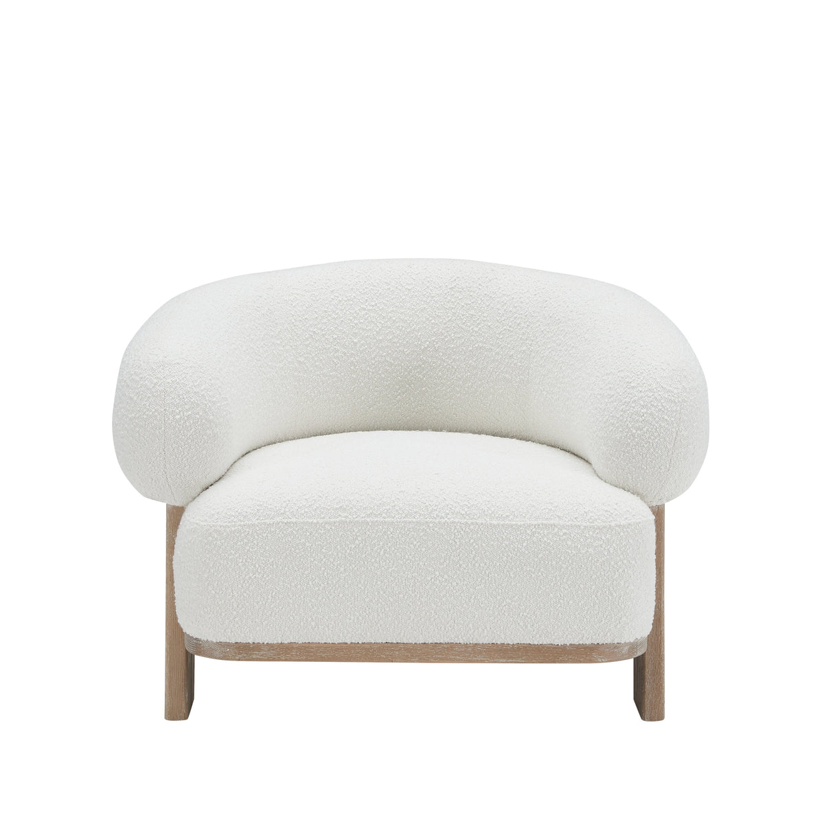 Ava Boucle Accent Chair - Solid Wood Frame Cream Neutral