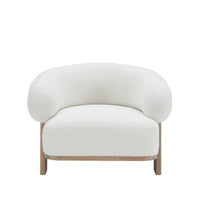 Ava Boucle Accent Chair - Solid Wood Frame Cream Neutral