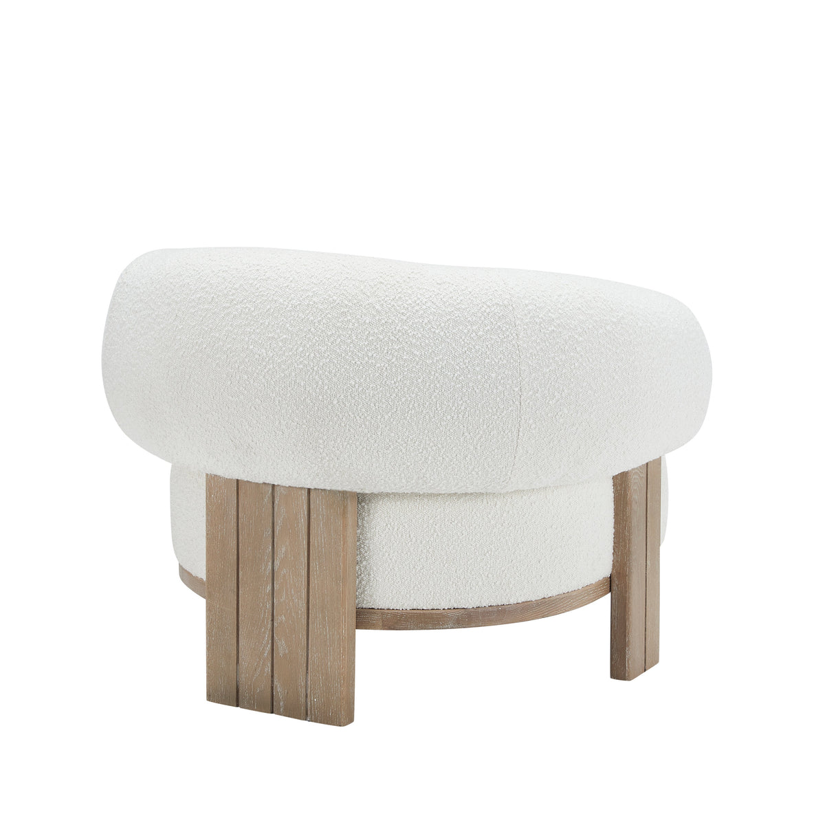 Ava Boucle Accent Chair - Solid Wood Frame Cream Neutral