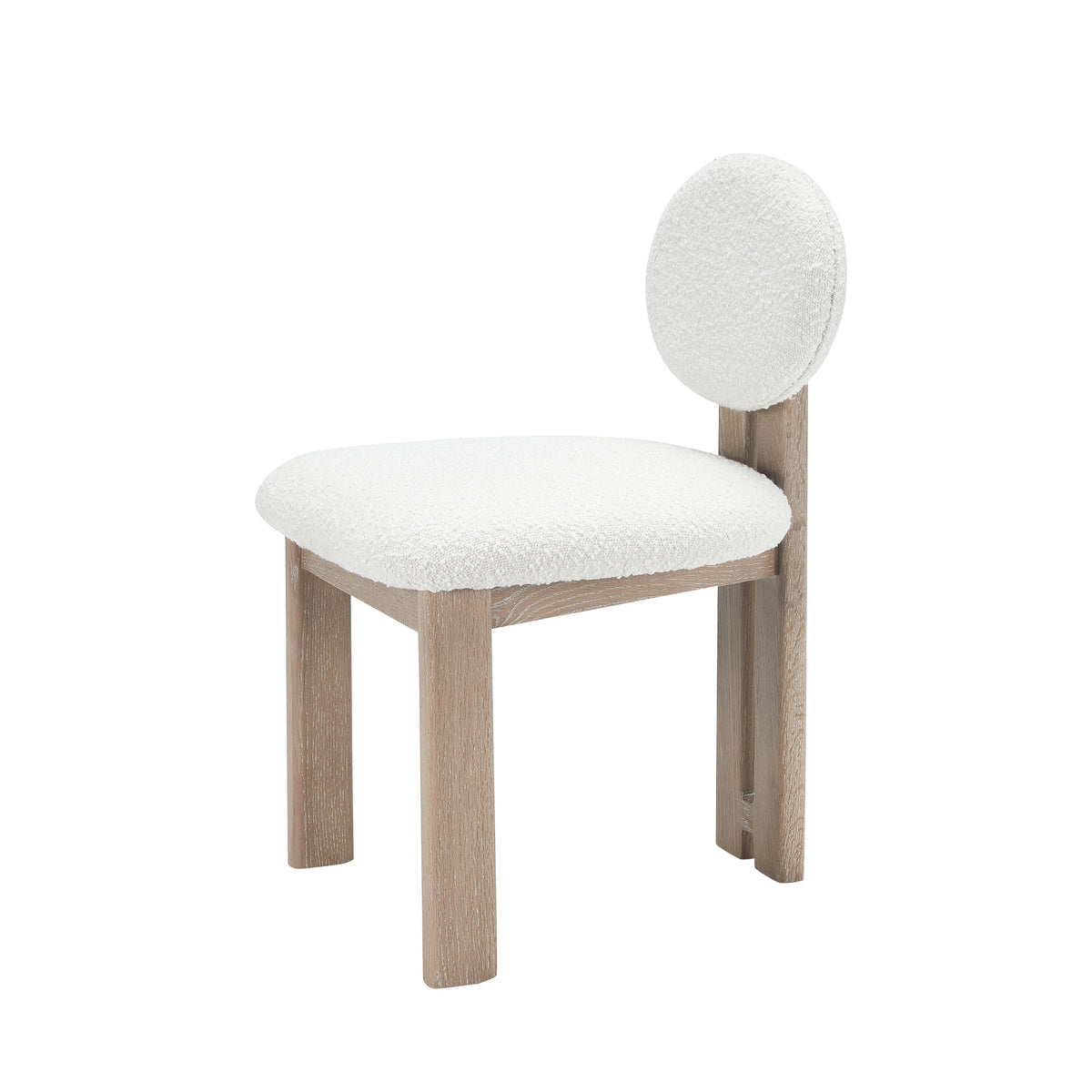 Aziz Sherpa Boucle Dining Chairs Set of 2 - Off-White Oak