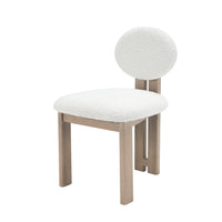 Aziz Sherpa Boucle Dining Chairs Set of 2 - Off-White Oak