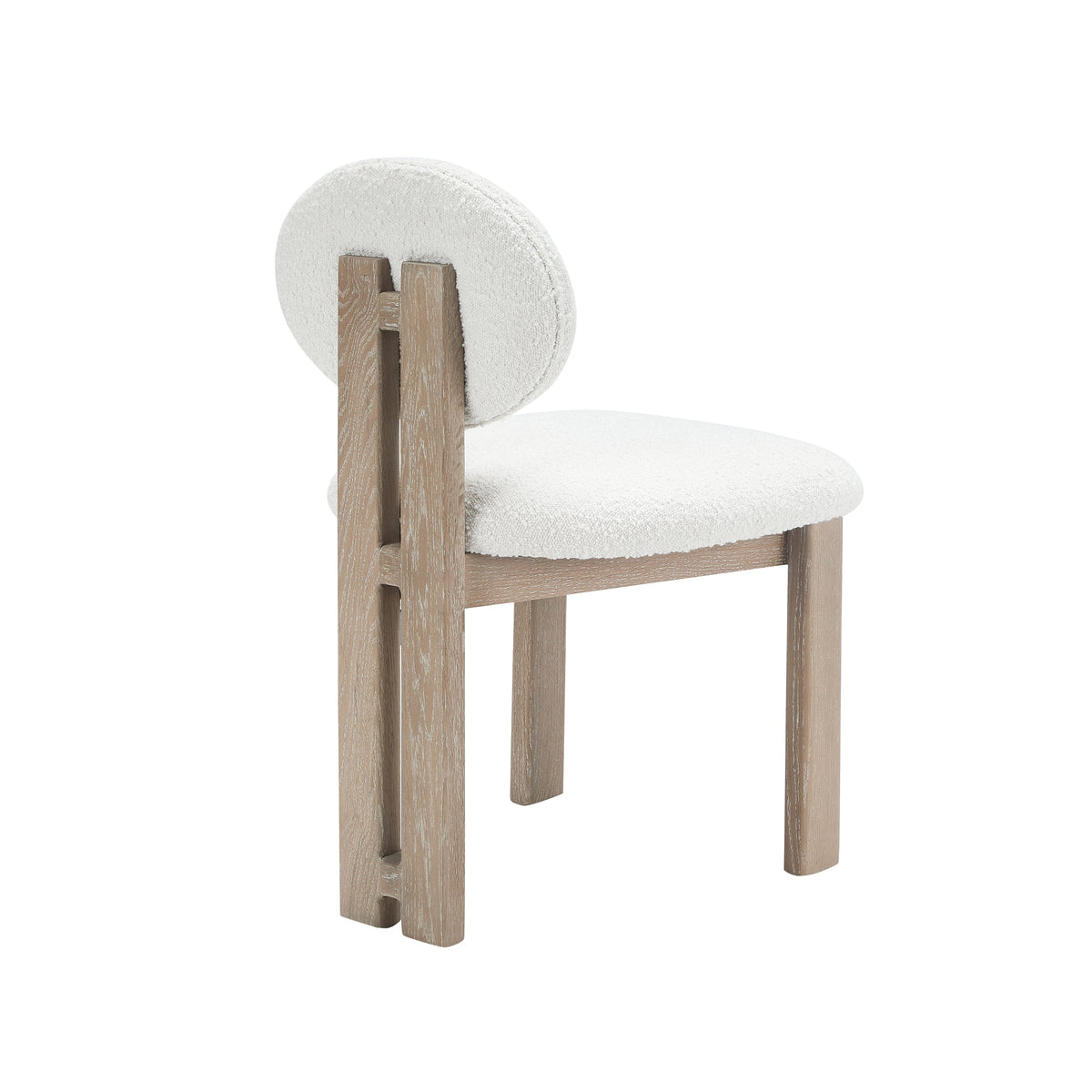 Aziz Sherpa Boucle Dining Chairs Set of 2 - Off-White Oak